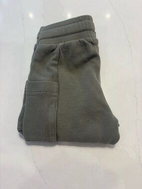 Kids Ribbed Casual Pants - Olive Gray